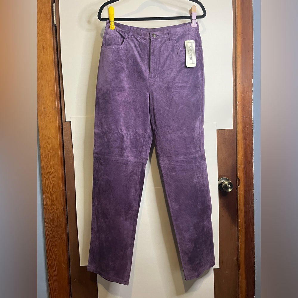 NWT Jones Wear Sport Women’s Sz 10 (Waist 30) Purple Genuine Suede Pants